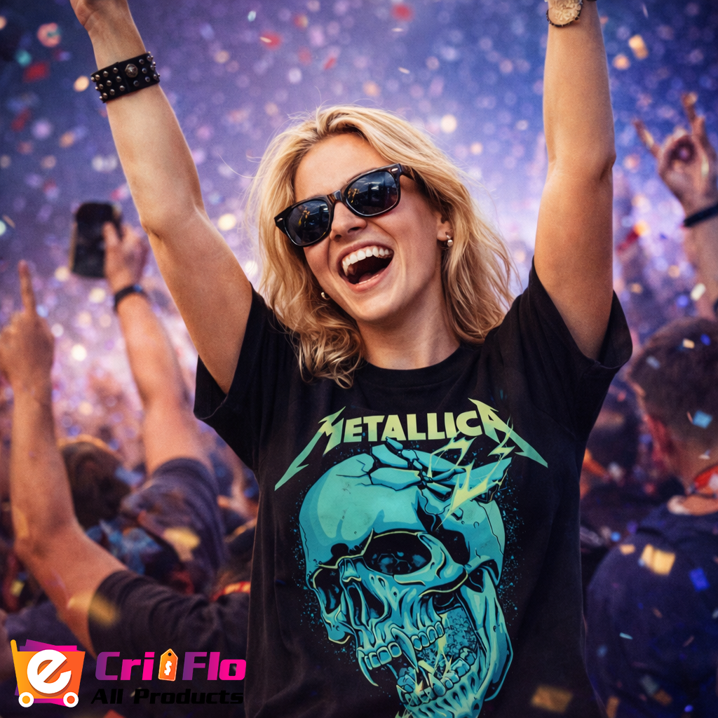 Tricou Metallica Trupa Concert Desen, din bumbac 100% Dama | Barbat